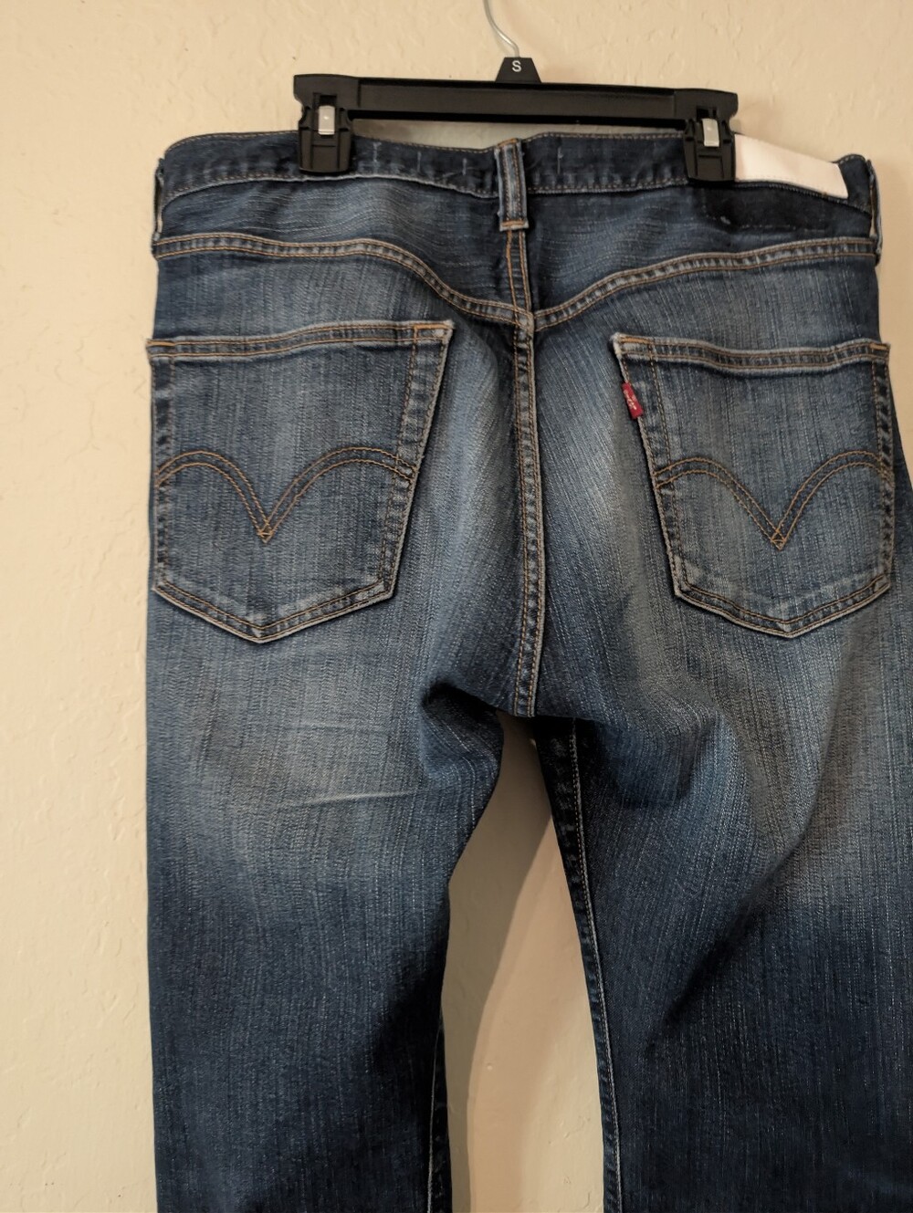 Re/Done 501 Levi's Buttonfly Staightl Dark Indigo Denim Jeans with White Patch - Picture 11 of 16